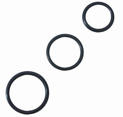 Rubber penis ring set - black pack of 3 inside diameters: 1.25"; 1.5"; 2"