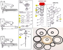 Orings + Seal compatible for Paslode 402725 + orings Models 3150 3175 3200 3250